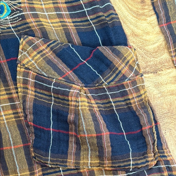 Johnny Was workshop Floral Embroidered Plaid Shirt - Picture 6 of 8